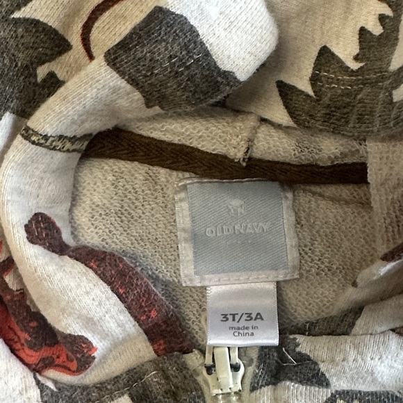 Old Navy Kids Dinosaur Print Hoodie - Red, Brown, Black - Picture 2 of 4